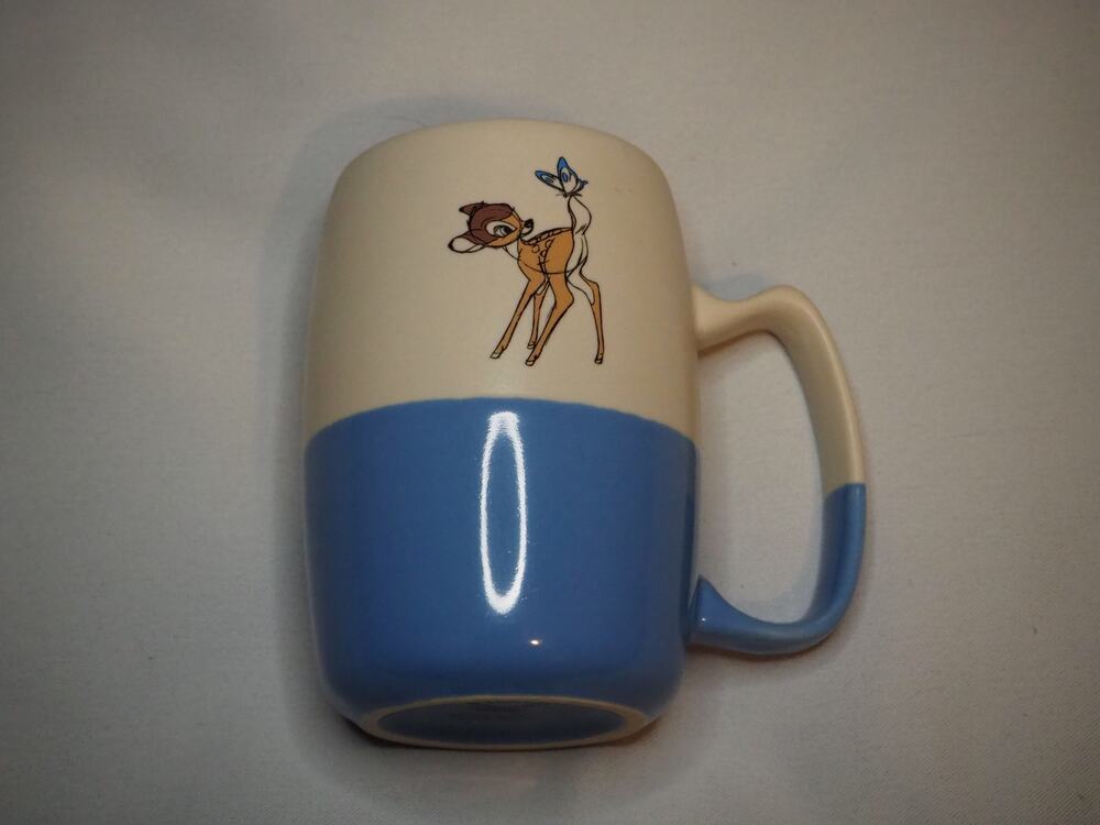 Disney Store Bambi Ceramic Mug 18 oz Blue Ivory Sketch Collection Butterfly 2016